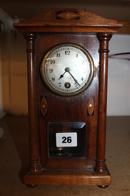 Edwardian inlaid mahogany eight day mantel timepiece